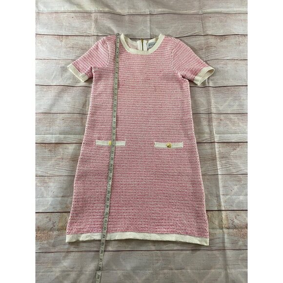 Milly Of New York Women's Pink Short Sleeve Tweed Knit A Line Dress - P - Picture 6 of 12